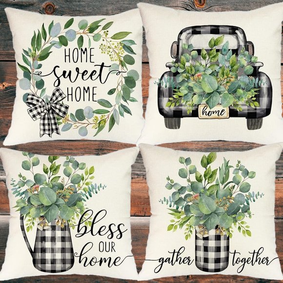 Decorative Pillow Covers Buffalo Plaid Couch Throw Accent Farmhouse Decor 18x18 - Picture 1 of 5
